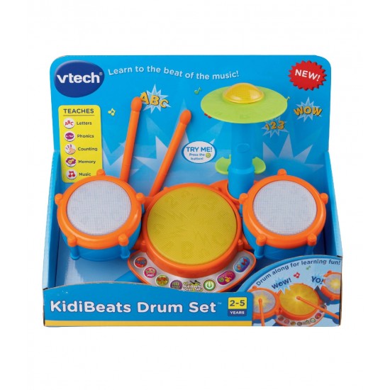 VTech KidiBeats Kids Drum Set, Orange Educational Musical Toy VTech KidiBeats Kids Drum Set, Orange Educational Musical Toy