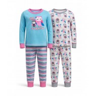 Rene Rofe Girls 4-Piece Cotton Pajama Set – Soft Kids Sleepwear - 12 to 24 months 