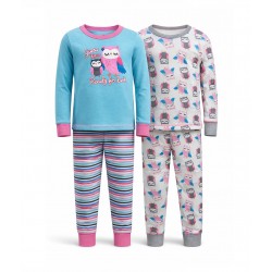 Rene Rofe Girls 4-Piece Cotton Pajama Set – Soft Kids Sleepwear - 12 to 24 months 