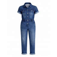 Jordache Girls Short-Sleeve Denim Coveralls – Stylish Denim Jumpsuit (Sizes 4–18)