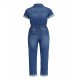 Jordache Girls Short-Sleeve Denim Coveralls – Stylish Denim Jumpsuit (Sizes 4–18)