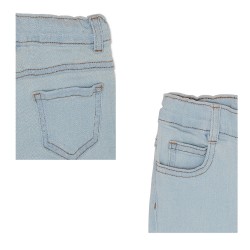 Girls Printed Straight Denim Pants - Light Wash Denim Girls Printed Straight Denim Pants - Light Wash Denim