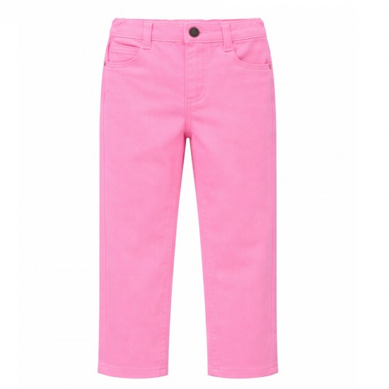 Girls Printed Straight Denim Pants - Light Wash Denim Girls Printed Straight Denim Pants - Light Wash Denim