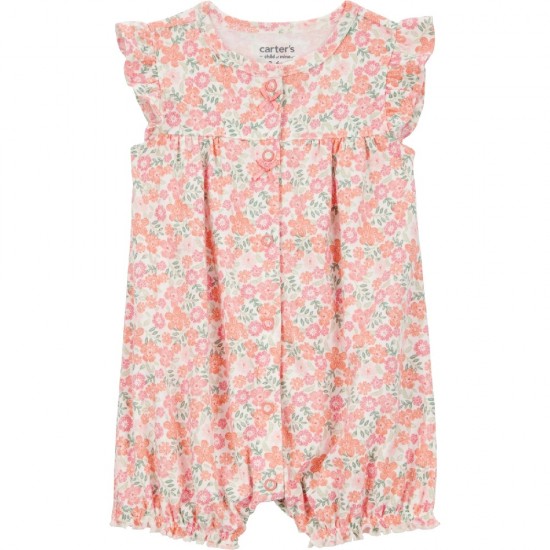 Carter’s Child of Mine Baby Girl Floral Flutter Sleeve Romper