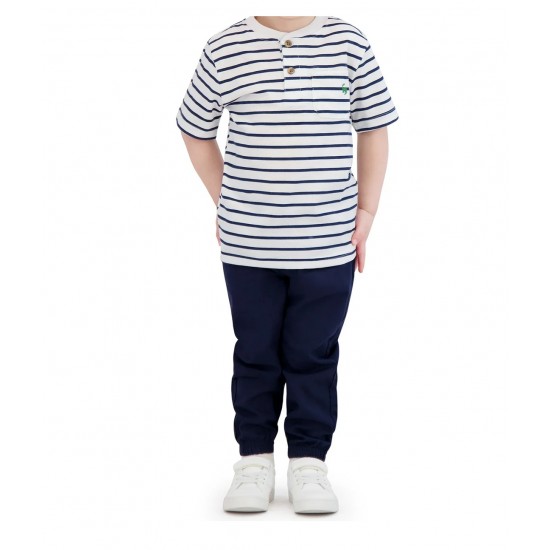 Toddler Boys 2-Piece Jogger Set - Striped Henley