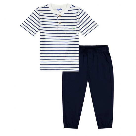 Toddler Boys 2-Piece Jogger Set - Striped Henley
