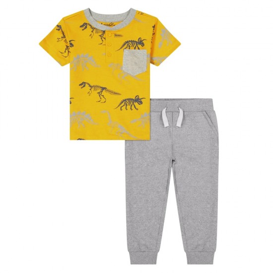 Toddler Boys 2-Piece Jogger Set - Dino Pocket Pullover Design 