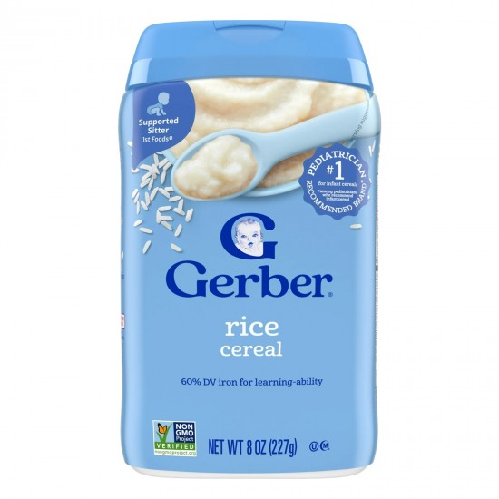 Gerber 1st Foods Rice Baby Cereal – Iron-Rich, Single Grain Infant Cereal