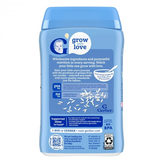 Gerber 1st Foods Rice Baby Cereal – Iron-Rich, Single Grain Infant Cereal