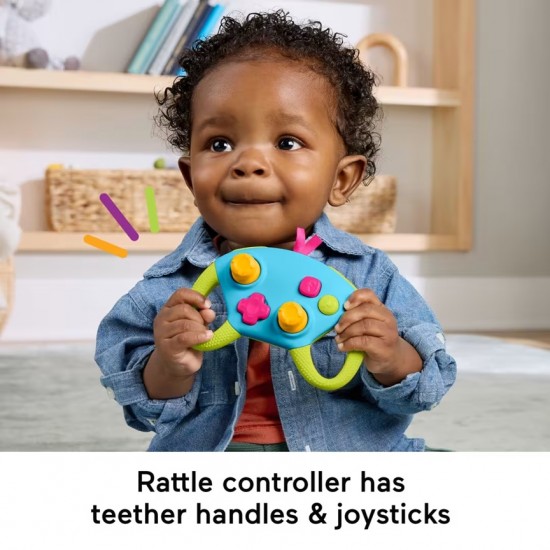 Fisher-Price Level-Up Little Gamer Gift Set – 3-Piece Baby Rattle & Teething Toys