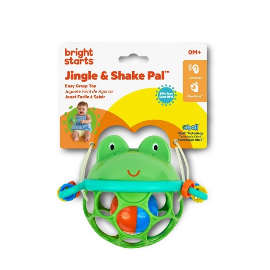 Oball Jingle & Shake Pal Frog Rattle – Easy-Grip Baby Toy (0+ Months)