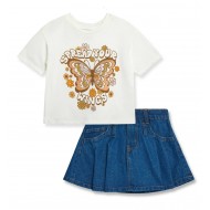 Jessica Simpson Girls Tee & Denim Skirt Set – 2-Piece Outfit Set