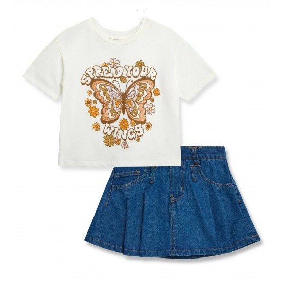 Jessica Simpson Girls Tee & Denim Skirt Set – 2-Piece Outfit Set