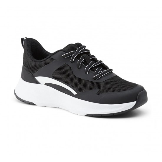  Girls Mesh Jogger Sneakers – Lightweight Lace-Up Running Shoes (Black)