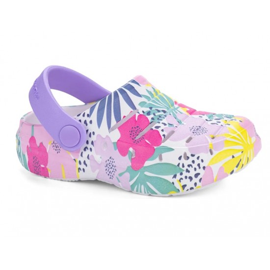 Rugged Shark Girls Floral Clogs – Lightweight EVA Slip-On Sandals with Heel Strap