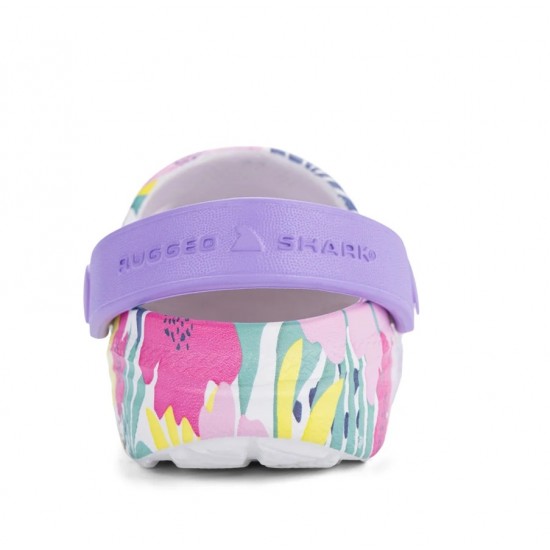 Rugged Shark Girls Floral Clogs – Lightweight EVA Slip-On Sandals with Heel Strap