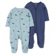 Carter’s Just One You® Baby Boys 2-Pack Nautical Sleep & Play – Blue Cotton Footed Pajamas