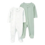 Carter’s Just One You® Baby 2-Pack Sleep & Play – Green/Ivory Footed Pajamas
