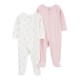 Carter’s Just One You® Baby Girls 2-Pack Floral Sleep & Play – Pink/Ivory Footed Pajamas