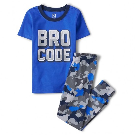 Boys “Bro Code” Snug Fit Cotton Pajamas – 2-Piece Sleepwear Set