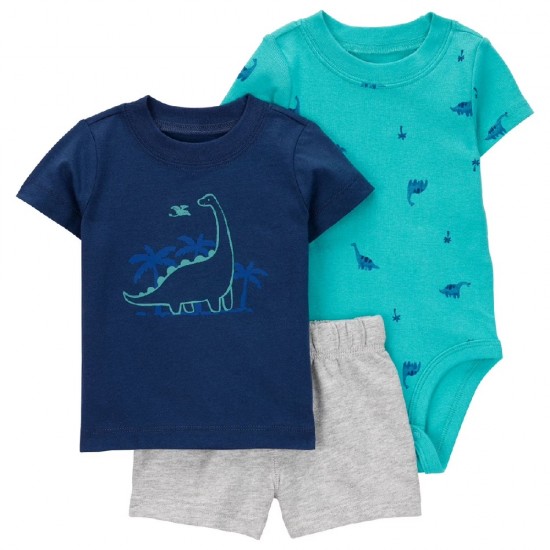 Carter’s Baby Boys 3-Piece Shorts Outfit Set – Bodysuit, Tee & Shorts