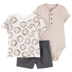 Carter’s Baby Boys 3-Piece Shorts Outfit Set – Bodysuit with Tee & Shorts