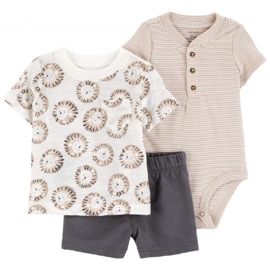 Carter’s Baby Boys 3-Piece Shorts Outfit Set – Bodysuit with Tee & Shorts