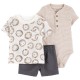 Carter’s Baby Boys 3-Piece Shorts Outfit Set – Bodysuit with Tee & Shorts