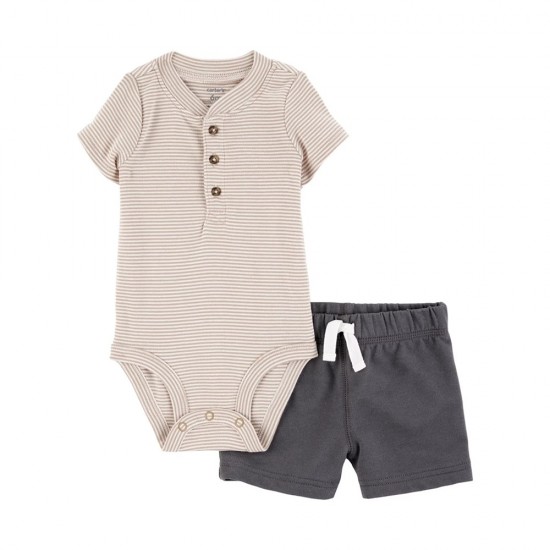 Carter’s Baby Boys 3-Piece Shorts Outfit Set – Bodysuit with Tee & Shorts