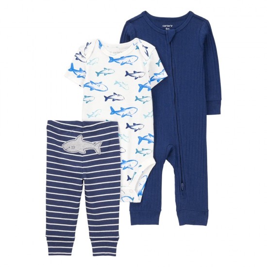Carter’s Baby 3-Piece Layette Set – Bodysuit with Pants & Zip-Up Romper