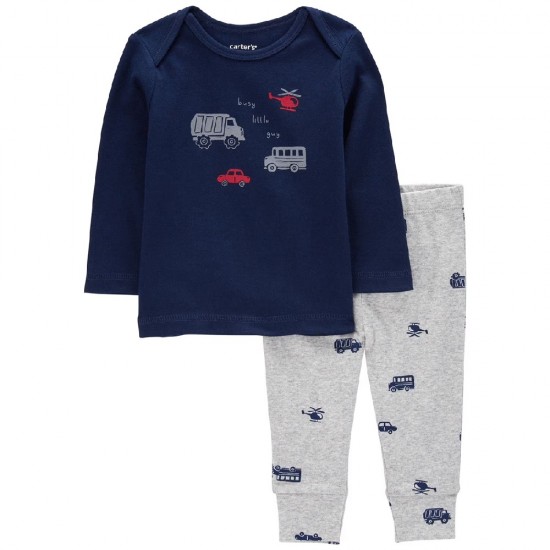 Carter’s Baby Boys 3-Piece Bodysuit & Pants Set – Truck Cars 