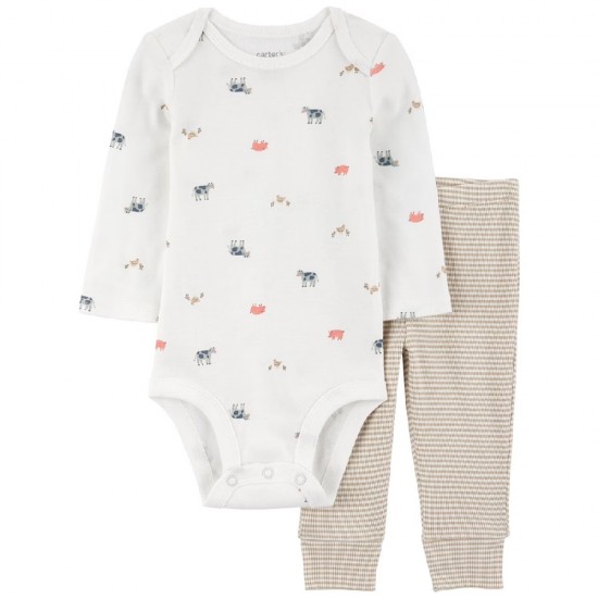 Carter’s Baby Boys 3-Piece Bodysuit & Pants Set – Farm Animals 