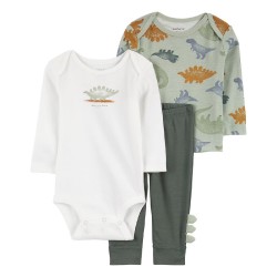 Carter’s Baby Boys 3-Piece Bodysuit & Pants Set – Green Dino