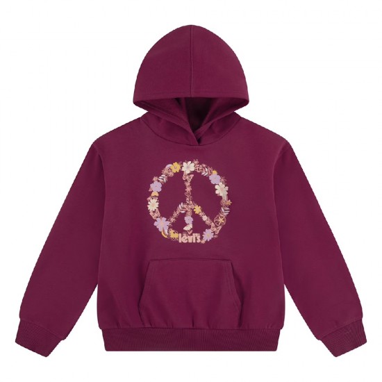 Levi’s Girls Varsity Pullover Hoodie – Soft Fleece Casual Sweatshirt - Burgundy