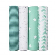 Cloud Island 4-Pack Flannel Baby Blankets Soft Cotton Receiving Blankets (30” x 30”) - Starry Slumber Outer Space