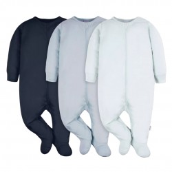 Gerber Baby 3-Pack Tonal Sleep ‘N Play Cotton Footed Pajamas with Zipper - Blue