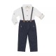 Little Lad Baby Boy 4-Piece Short Sleeve Suspender Set – Shirt Pants Suspenders & Bowtie Formal Wear Set