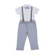 Little Lad Baby Boy 4-Piece Short Sleeve Suspender Set – Shirt Pants Suspenders & Bowtie Outfit