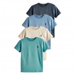 NEXT Boys Plain Tee 4-Pack – Blue and Green Short Sleeve T-Shirts