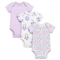 Carter’s Just One You Baby Girls 3-Pack Bodysuits (Floral & Lilac Stripe)