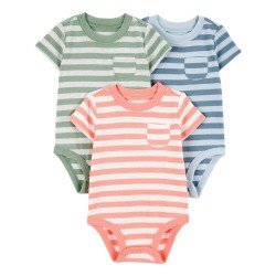 Carter's Child of Mine Baby Bodysuits 3-Pack - Orange/Green/Blue