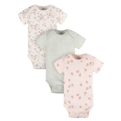 Gerber Onesies Baby Girl 3-Pack Short Sleeve Bodysuits (100% Cotton)
