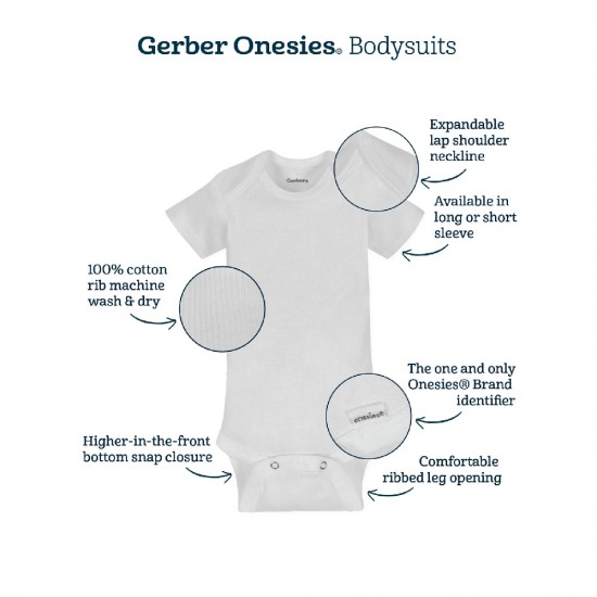 Gerber Onesies Baby Boy 3-Pack Short Sleeve Bodysuits (100% Cotton)