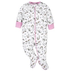 Gerber Onesies Baby Girl Sleep ‘N Play 2-Pack (100% Cotton Zip Front)