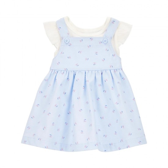 Carter’s Child of Mine Baby Girl Floral Skirtall & T-Shirt Set (Blue 2-Piece Outfit)