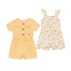 Little Lass Infant Girls 2-Pack Romper Set – Floral & Solid Ruffle Outfit