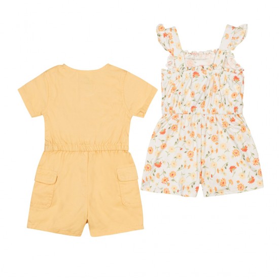 Little Lass Infant Girls 2-Pack Romper Set – Floral & Solid Ruffle Outfit