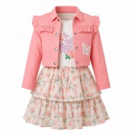 Little Lass Toddler Girls 2-Piece Dress & Jacket Set – Tank Dress with Butterfly Jacket - Peach Pink