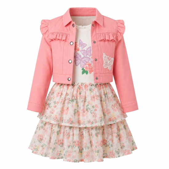 Little Lass Toddler Girls 2-Piece Dress & Jacket Set – Tank Dress with Butterfly Jacket - Peach Pink Little Lass Toddler Girls 2-Piece Dress & Jacket Set – Tank Dress with Butterfly Jacket - Peach Pink