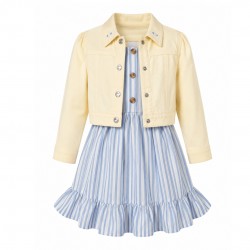 Little Lass Toddler Girls 2-Piece Dress & Jacket Set – Tank Dress with Butterfly Jacket - Anise Yellow